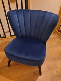 Fotel welurowy niebieski