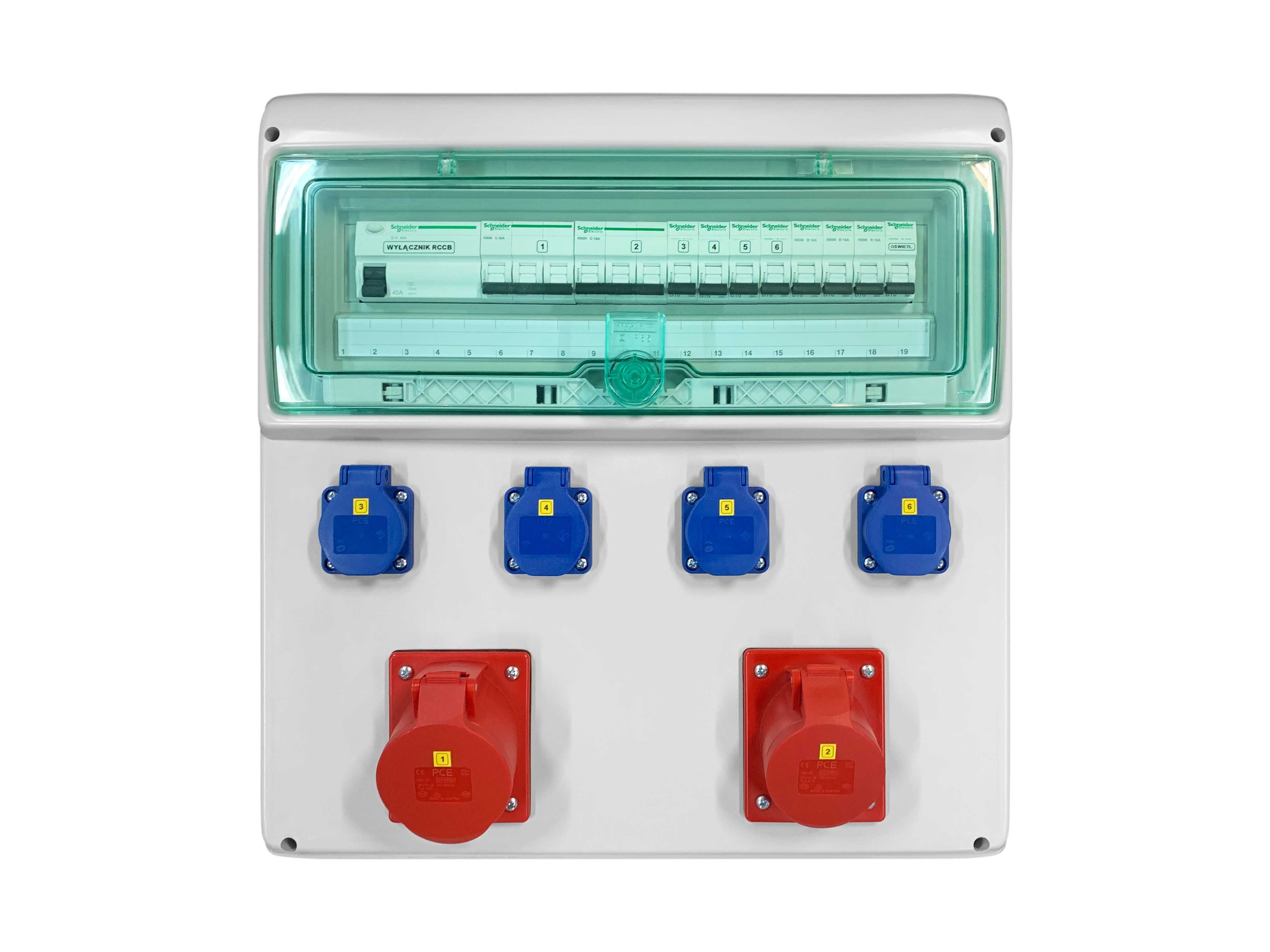 Rozdzielnica elektryczna, gniazda 4x16A 230V | 1x16A/1x32A 5P 400V