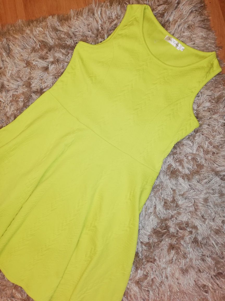Sukienka limonkowa cytryna 38
