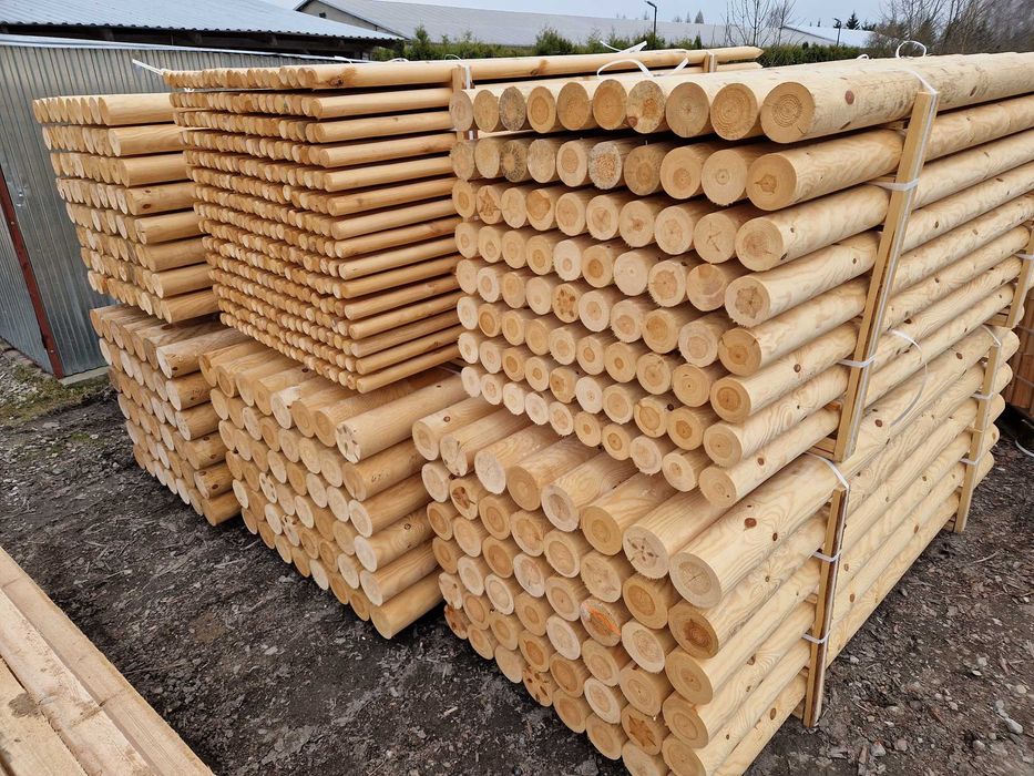 Palisada wałki drewniane kołki 12x250 okrąglaki na huśtawkę plac zabaw