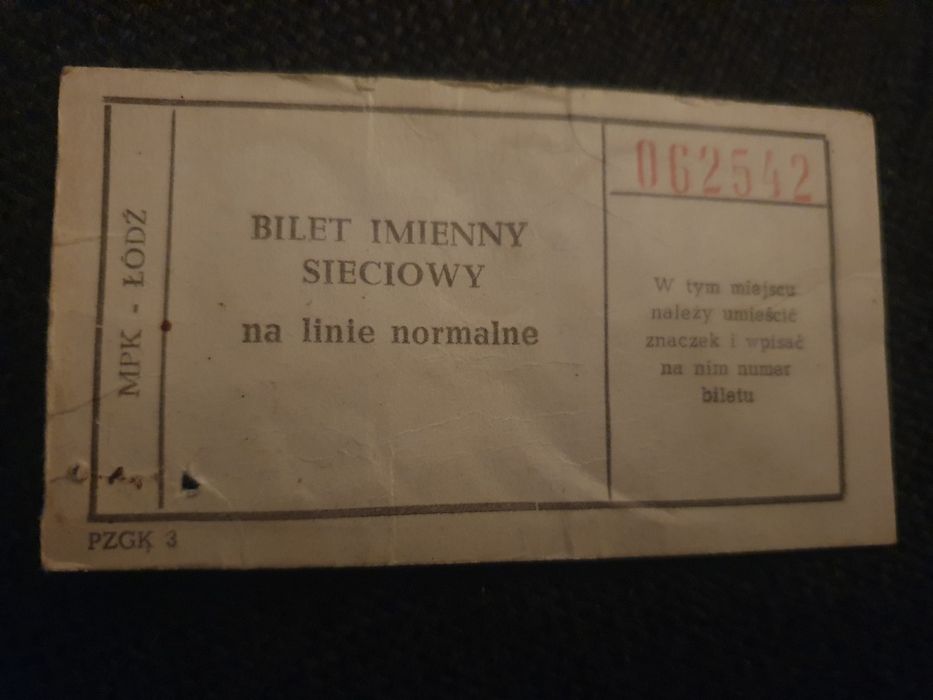 Stara migawka bilet imienny Mpk Łódź