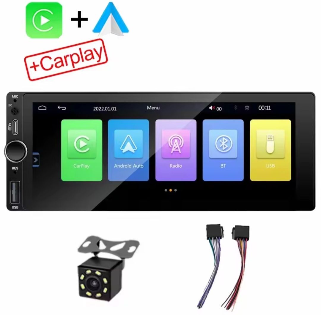 Auto radio MP5 GPS Android CarPlay iPhone + câmera de marcha trás