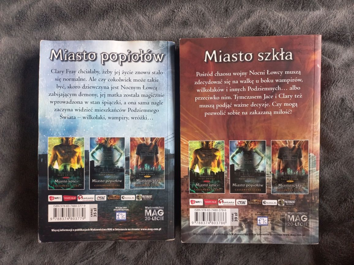 DARY ANIOŁA/ tom II - Miasto popiołów i tom III - Miasto szkła