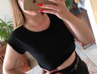 Crop top Bershka L 40 czarny krótki rękaw