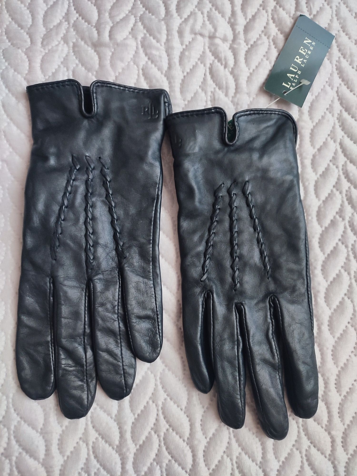 Rękawiczki skórzane damskie czarne xl Ralph Lauren