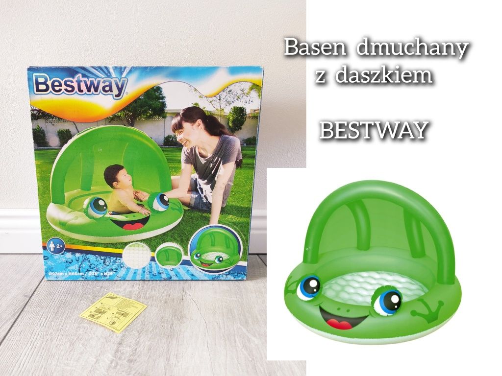 Dmuchany mały basen / brodzik z daszkiem dla dzieci / żaba BESTWAY