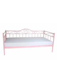 Łóżko metalowa rama różowe 90x200 z materacem