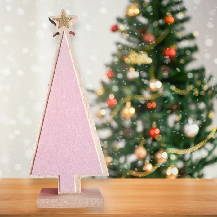 Eloy figurka choinka różowa drewno zamsz Nowa