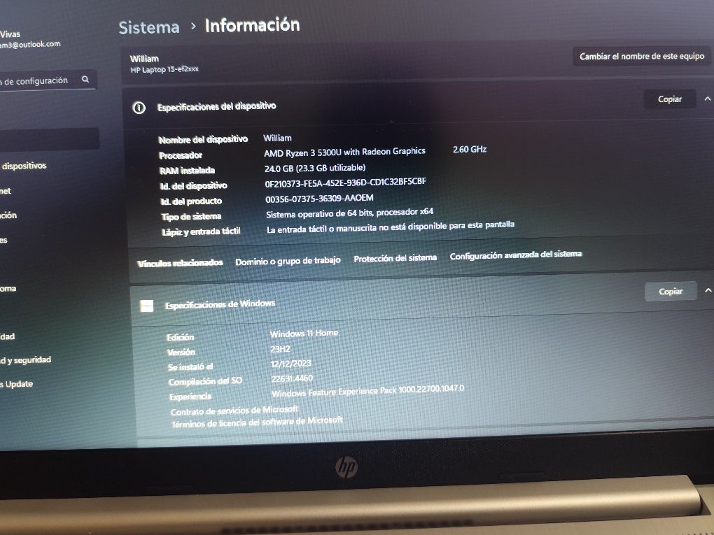 Portátil hp 20023
