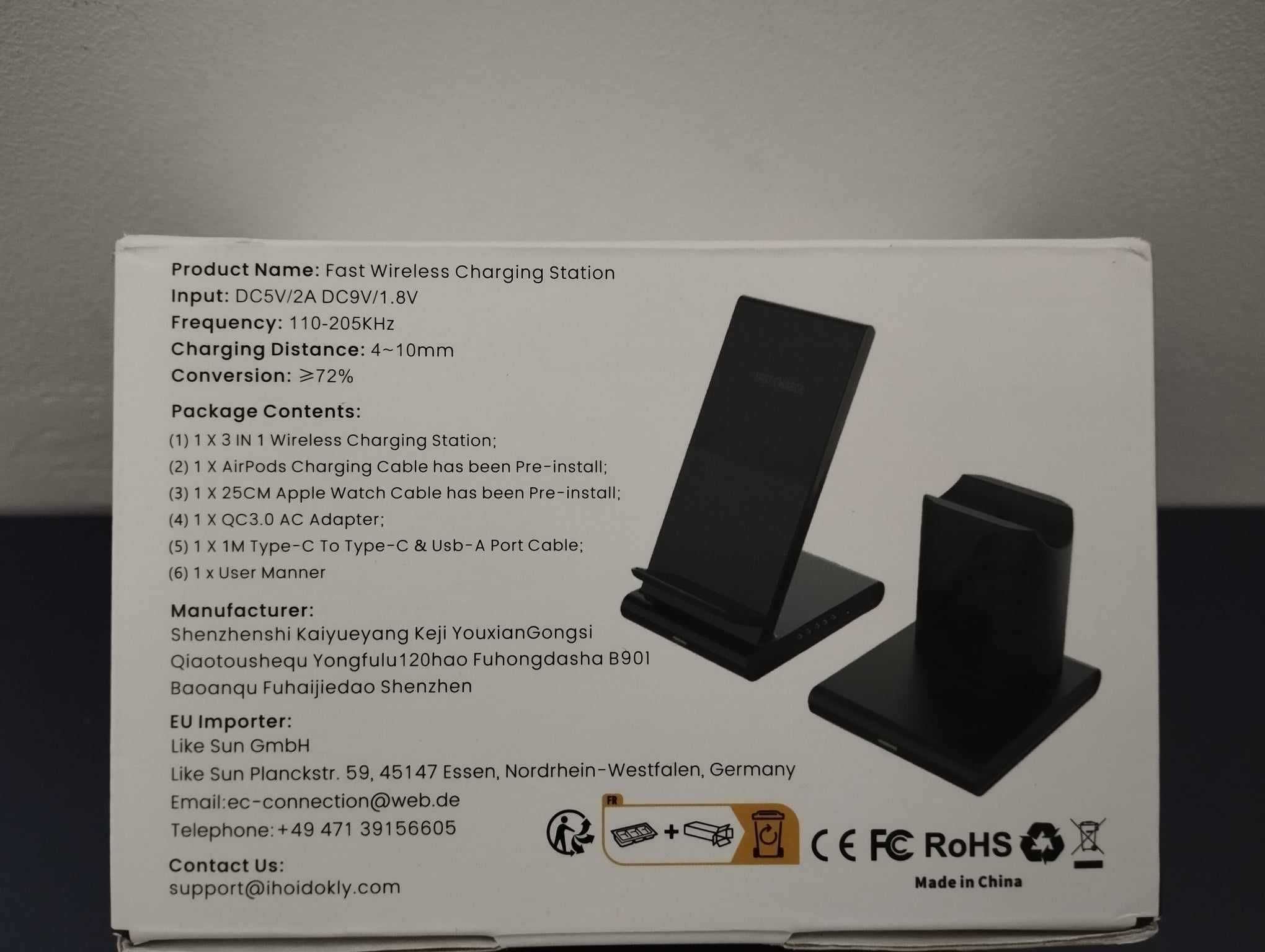 Hoidokly Bezprzewodowa ładowarka stojak 3w1 Czarna