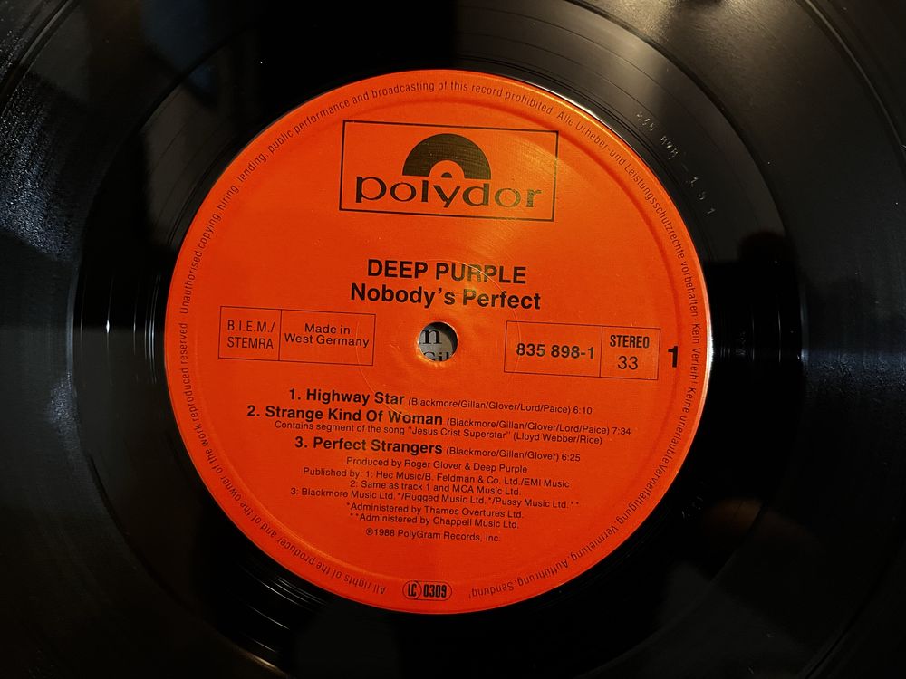 Płyty winylowe Deep Purple Nobody’s Perfect ,1 Press 2 x lp, gatefold.