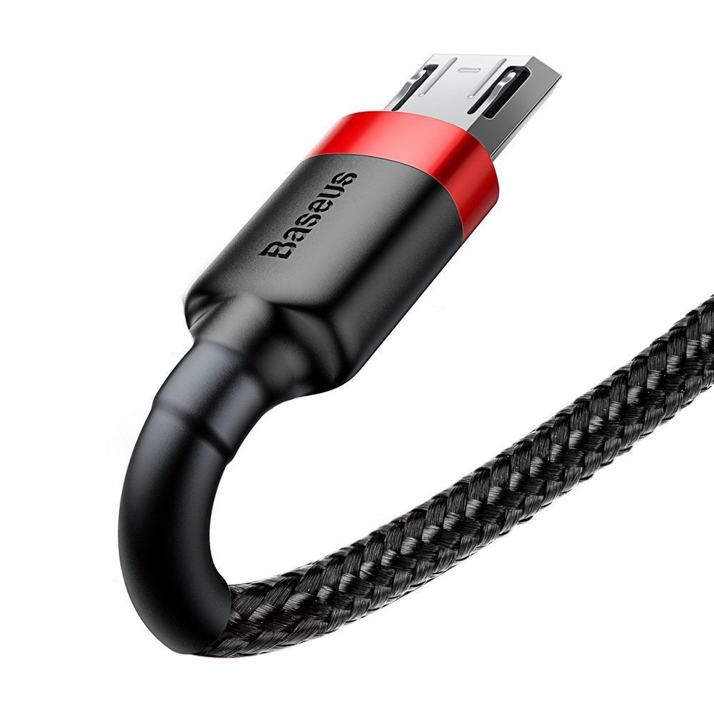 Kabel Nylonowy Baseus Cafule Micro-USB 2A czarny/czerwony 2m