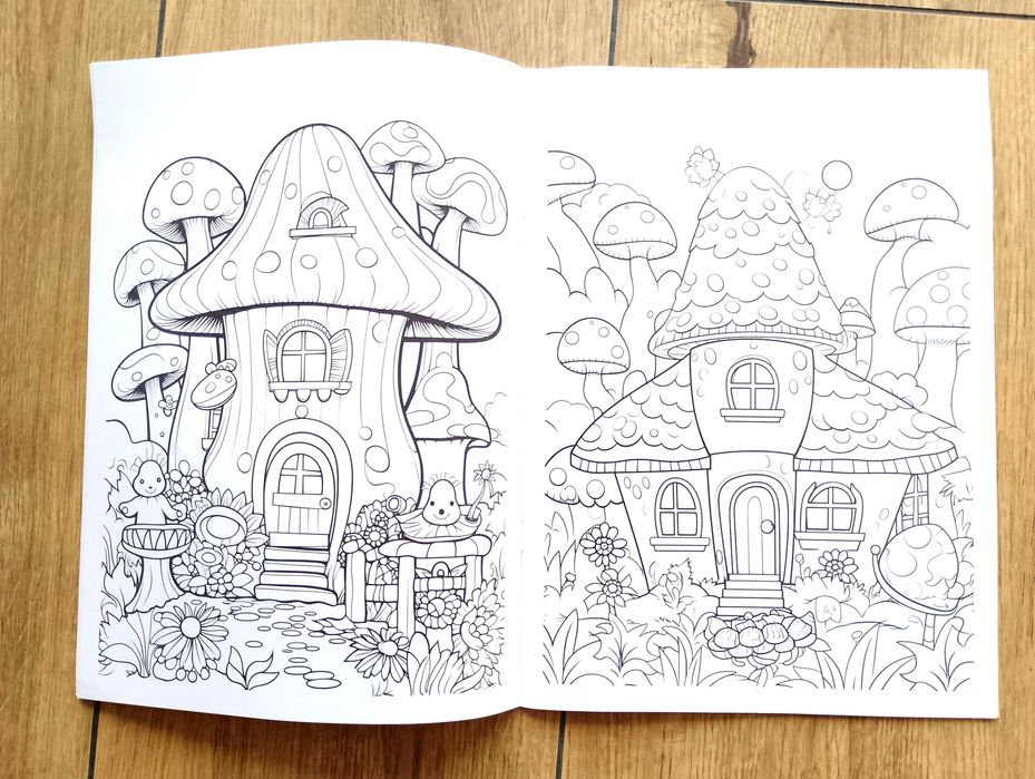 Mushroom Forest A4, Coloring Book, kolorowanki dla dzieci i dorosłych.