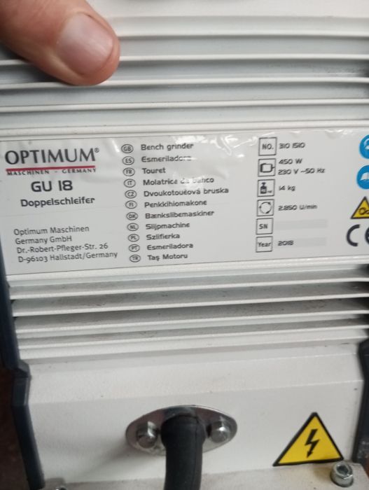 Szlifierka stołowa Gu 18 450 W Niemiecka Optima
