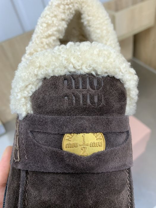 Лофери зимові miu miu з хутром міу міу зимние