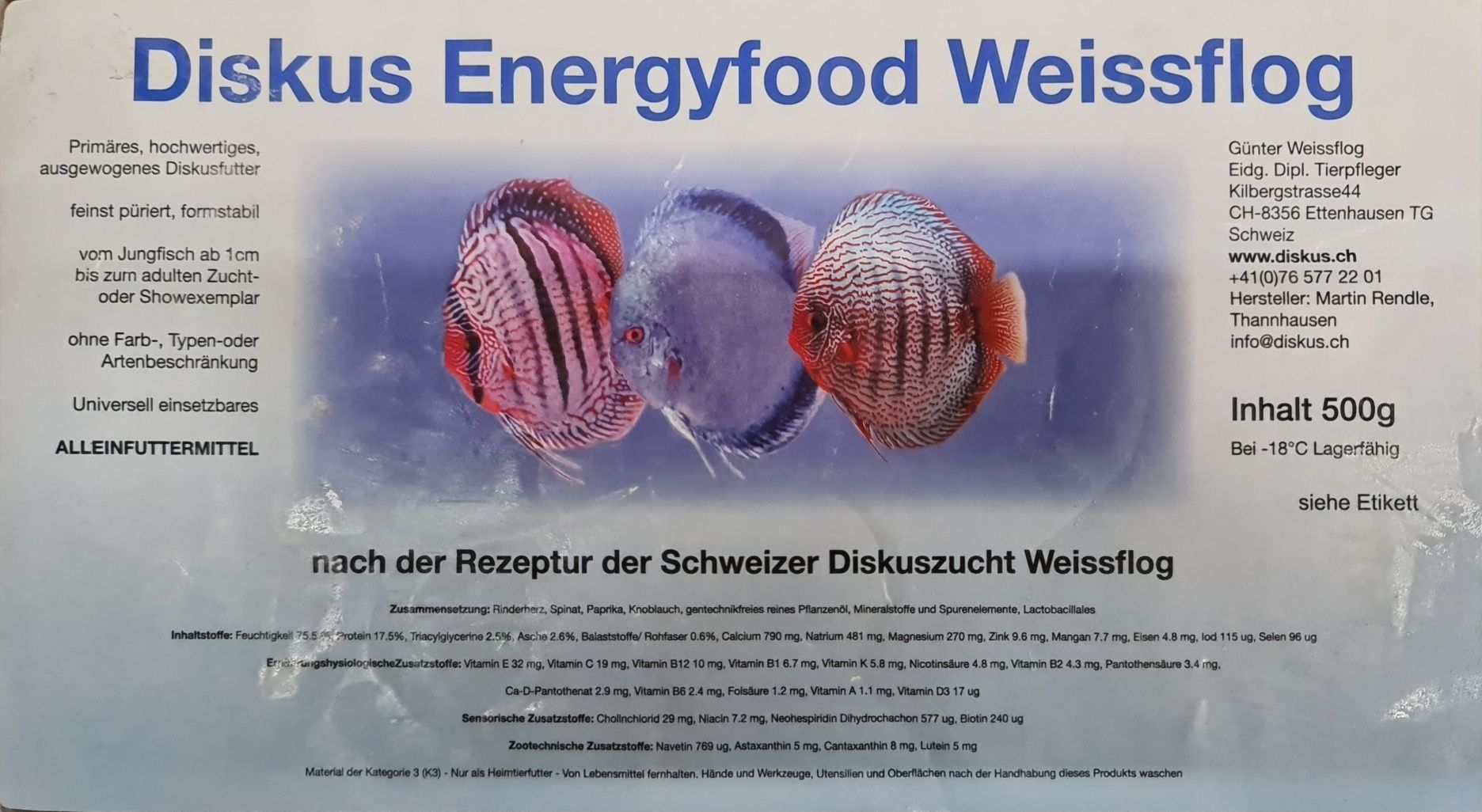 Energyfood Weissflog astaksantyna pokarm miks mrożonka dyskowce