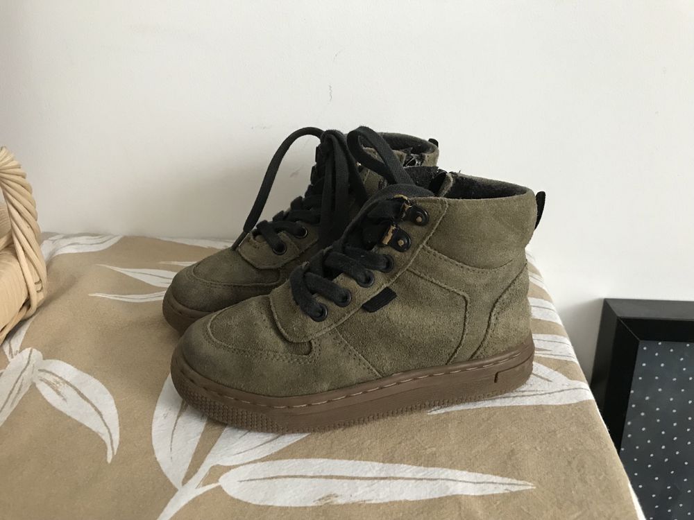 Buty za kostkę botki zamszone trzewiki Friboo leather khaki 26