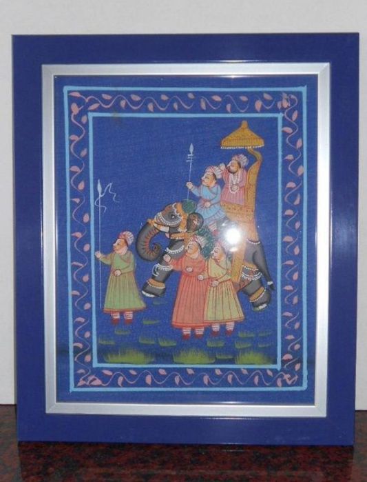 Quadro - Lenço de Seda Indiano - Pintado à Mão - BARATÍSSIMO