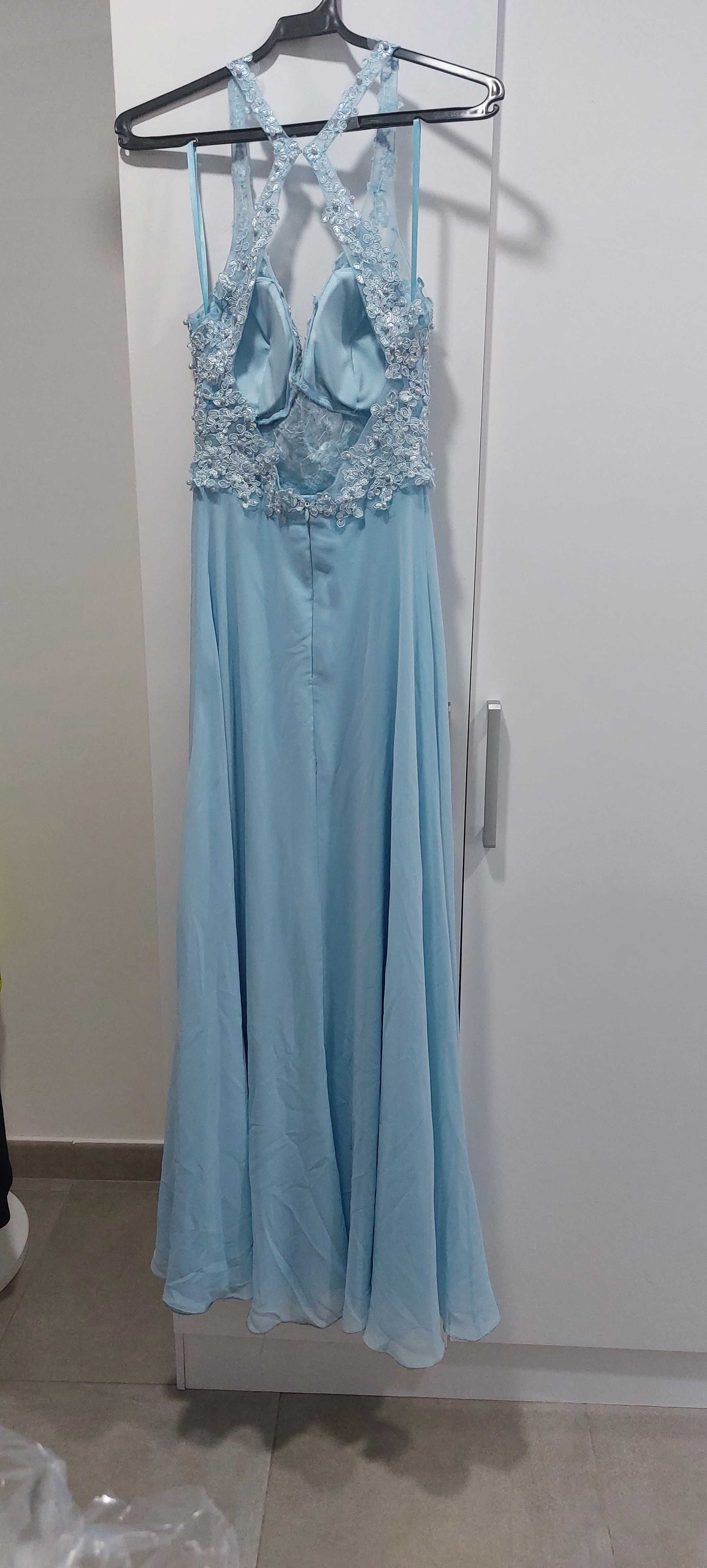 Vestido cerimónia azul bebé