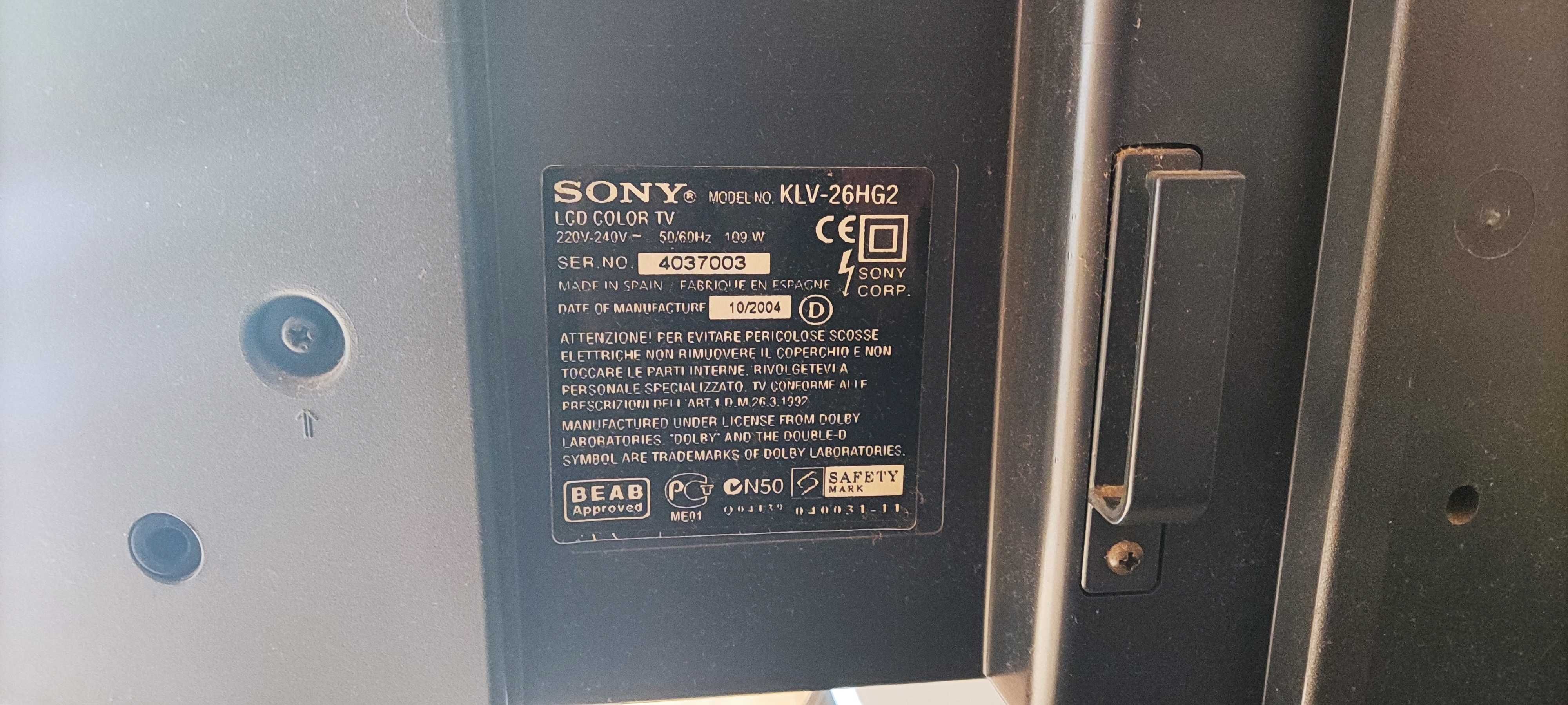 Televisão Sony WEGA KLV-26HG2 - Não liga