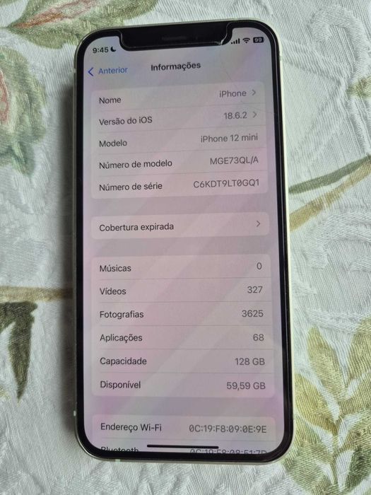 IPHONE 12 Mini, Capacidade: 256GB,  2 anos de utilização