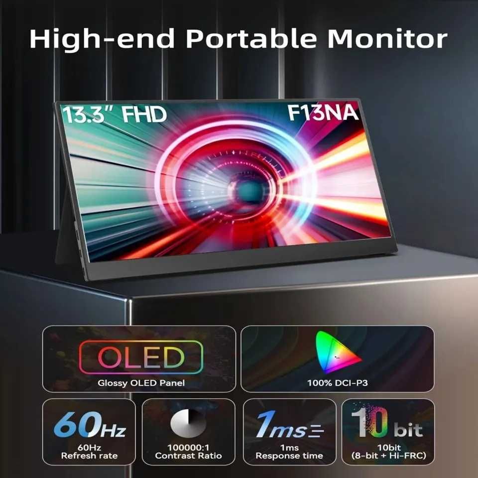 Портативный OLED монитор Bimawen F13NA 13.3", FullHD 1080p 1ms 10bit