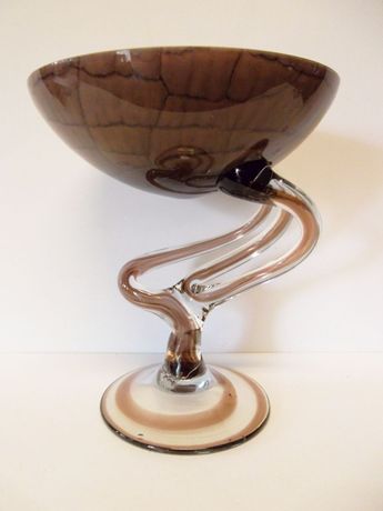 fantástica taça artesanal vintage em vidro opalino - Murano?