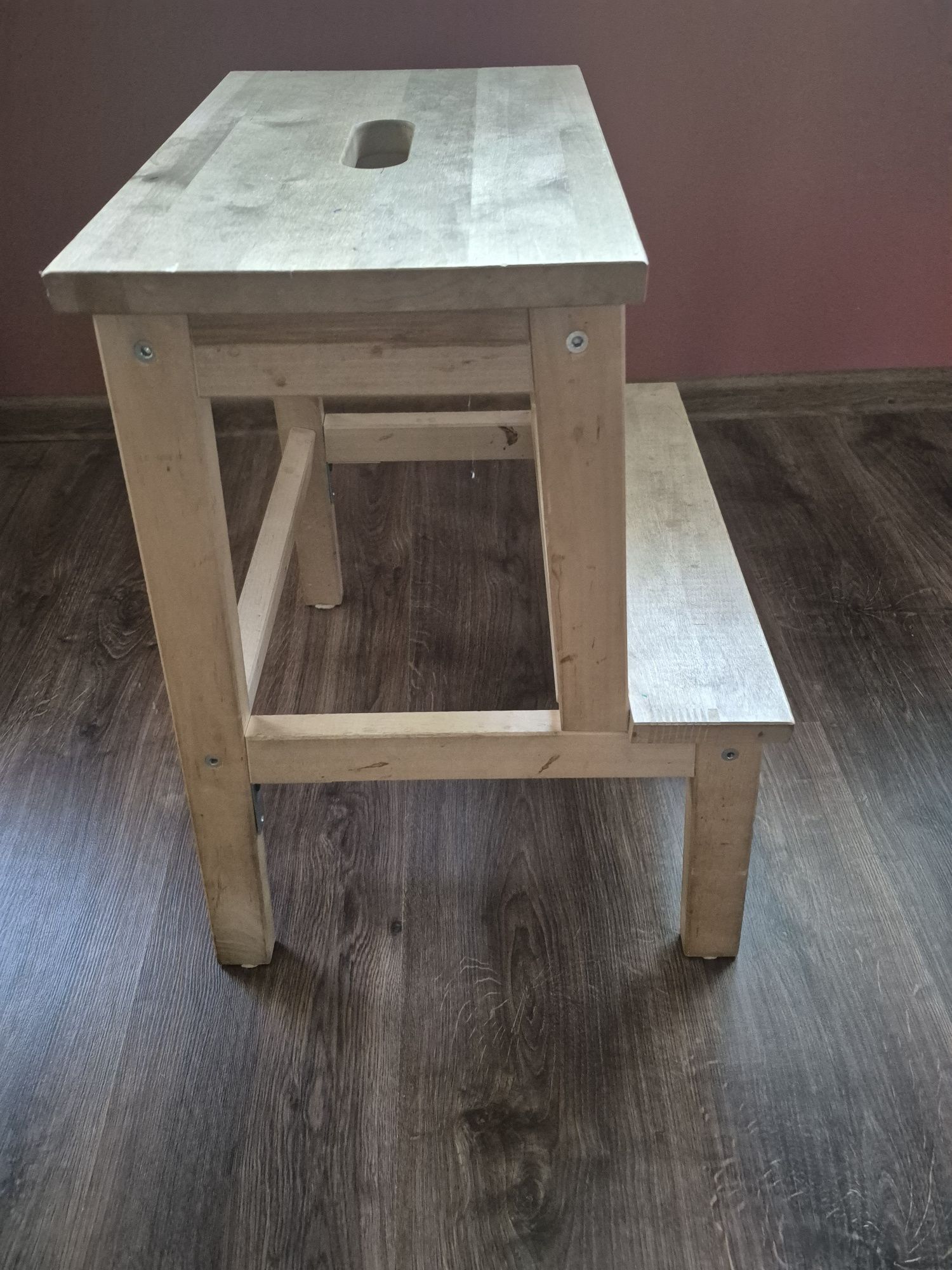 Taboret ze schodkiem, buk, 50 cm