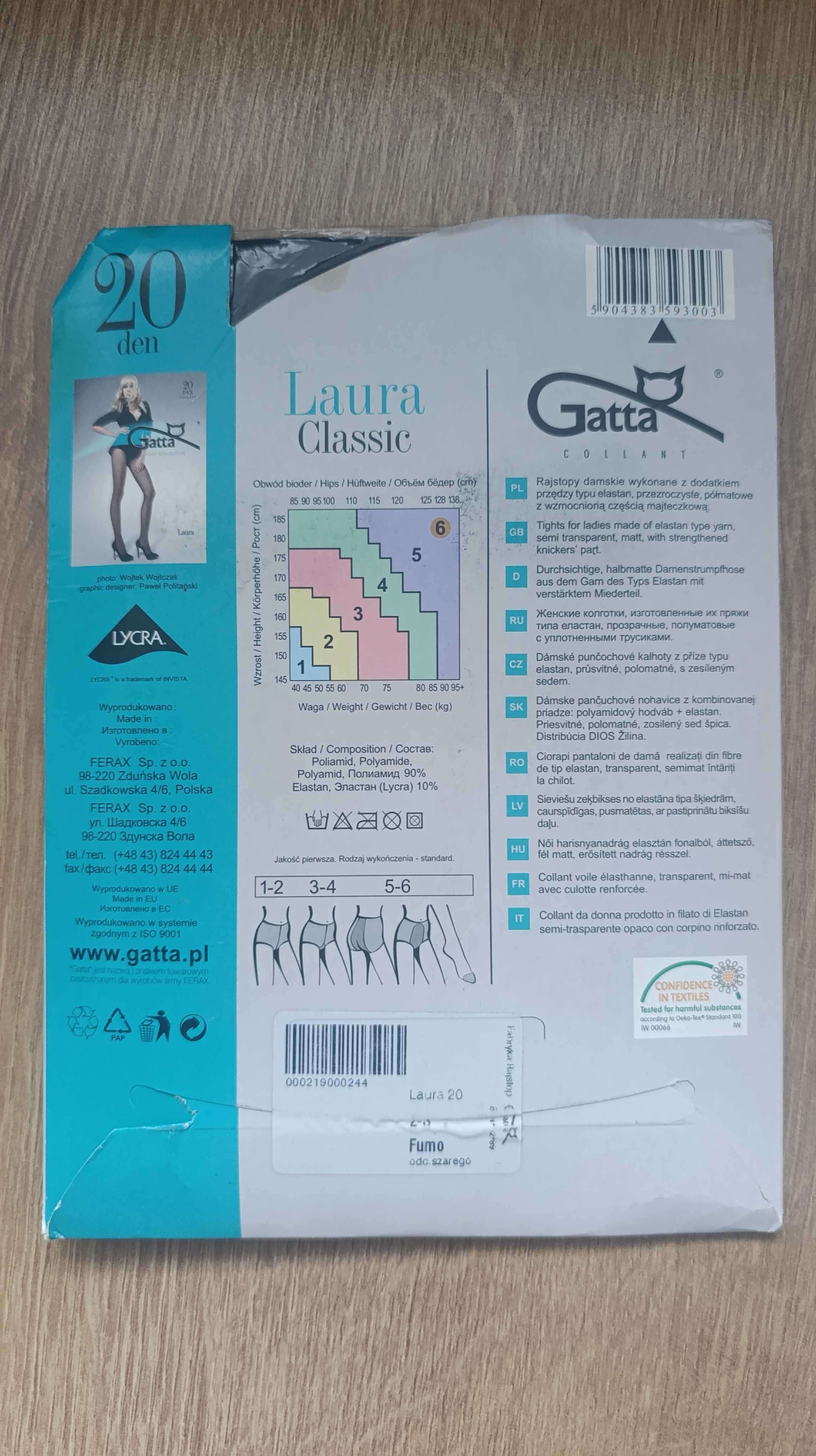Czarne rajstopy Gatta Laura Fumo 2 S 20 DEN