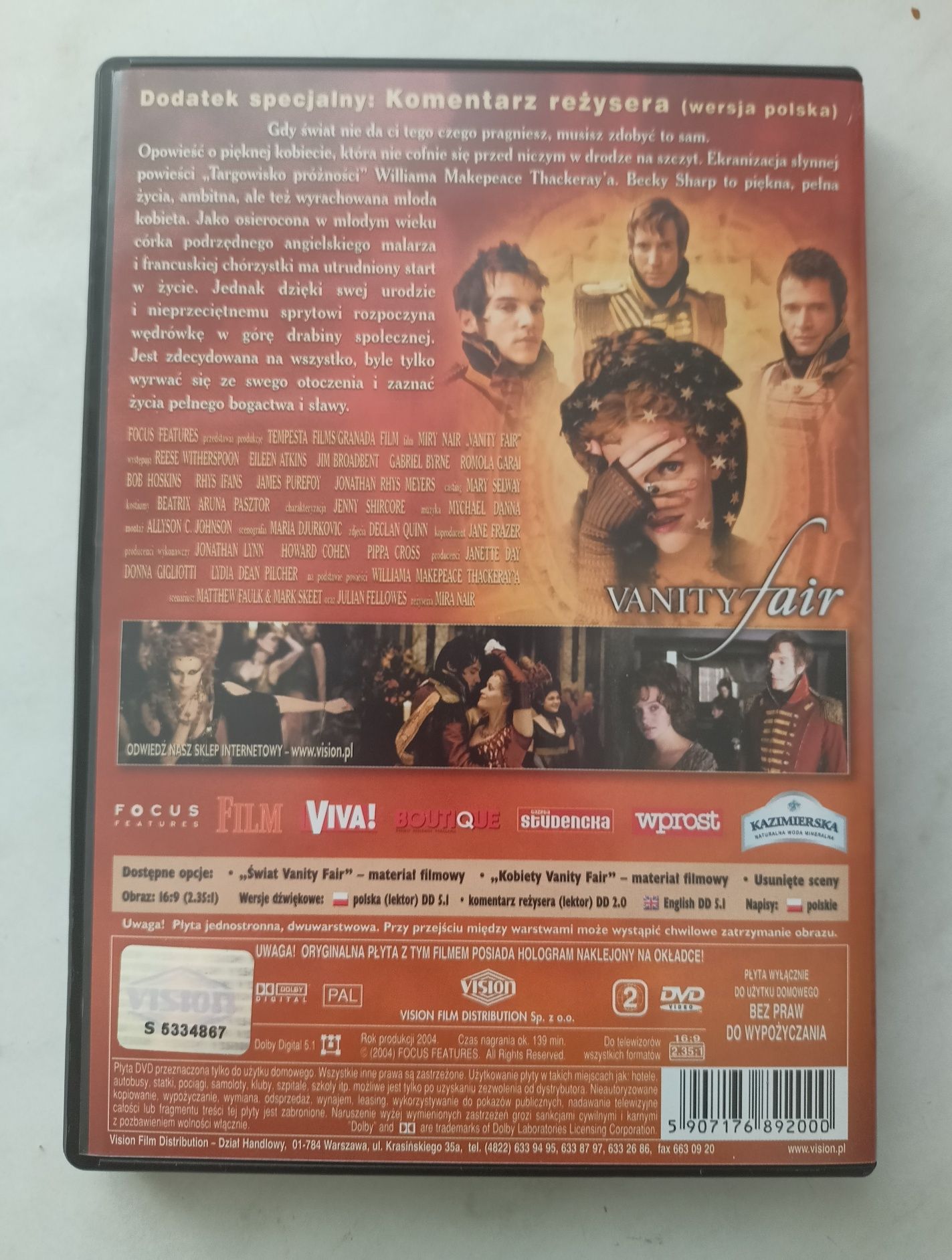 Vanity Fair. Targowisko próżności na DVD