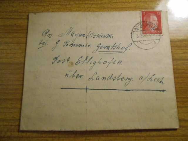 List przymusowego robotnika Polaka ze Skarżyska - III Rzesza