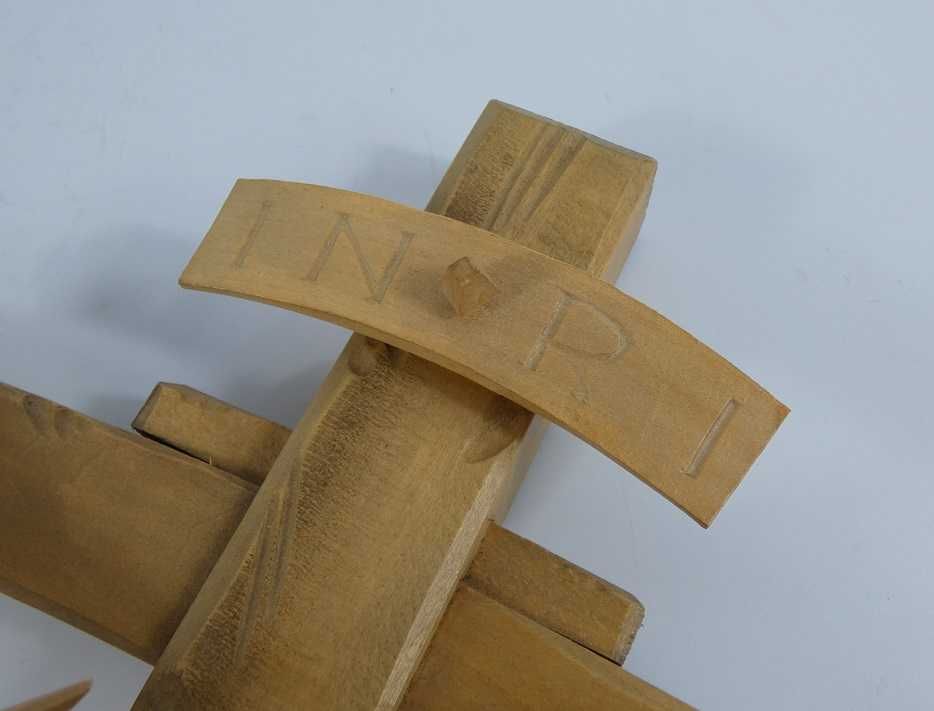 Wiszący Krzyż krucyfiks JEZUS pasyjka rzeźba drewno 50,5 cm