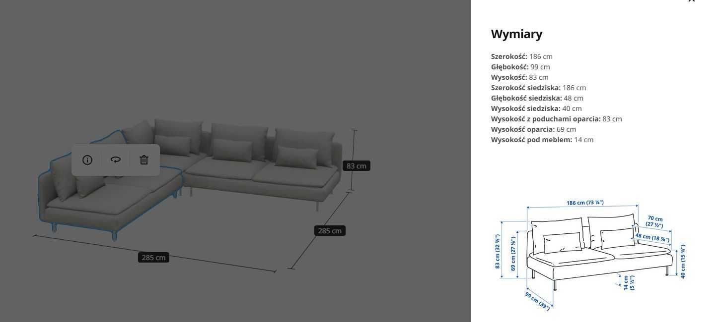 Sofa segmentowa SÖDERHAMN IKEA     Ustka