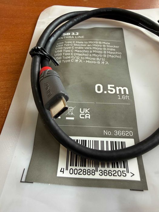 LINDY 36620 Cabo USB 3.2 tipo C para Micro-B de 0,5 m, 5 Gbps