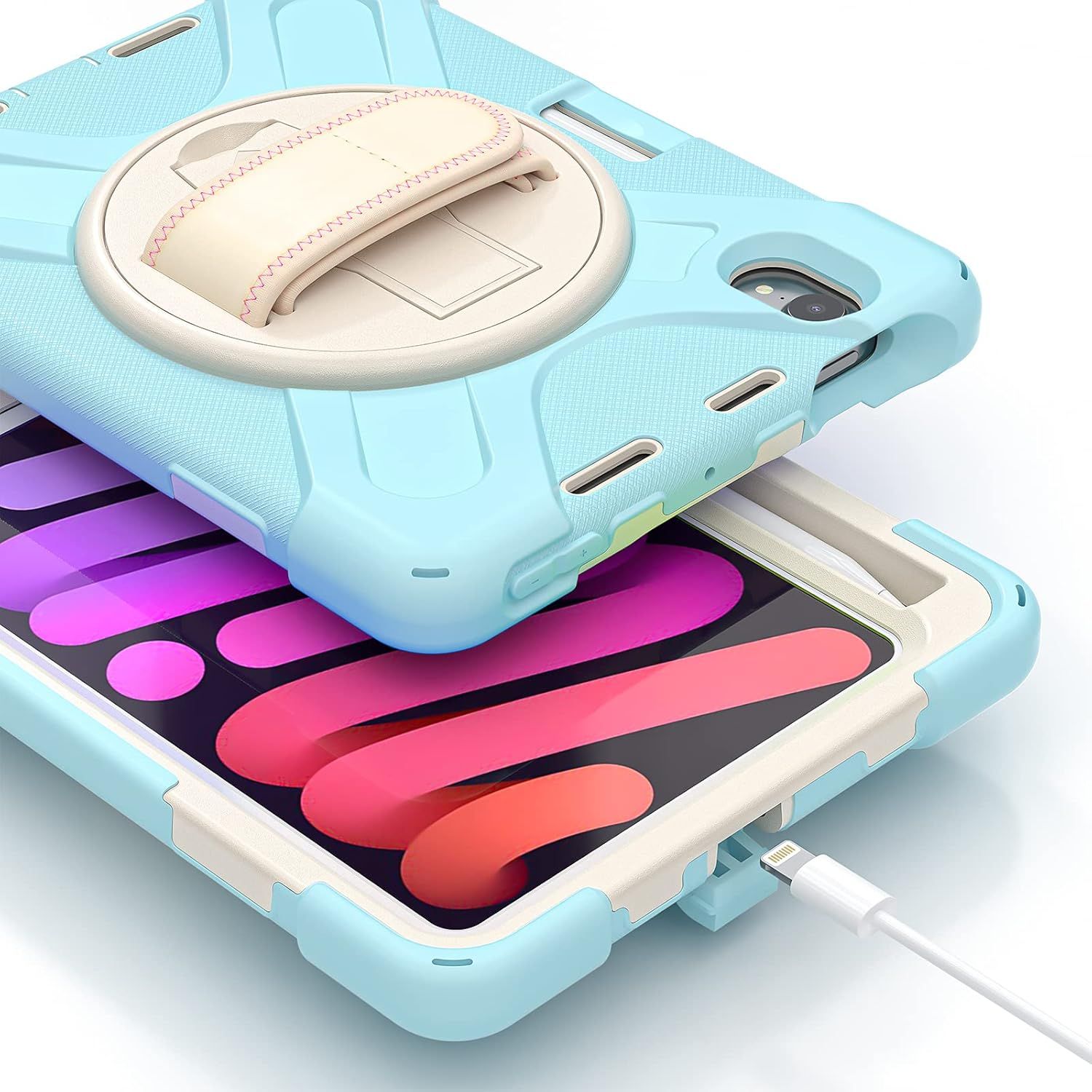 Etui do iPad Mini 6 8.3" z Podstawką i Paskiem na Ramię Błękitne