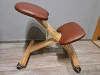 Klękosiad ERGO-OFFICE krzesło ergonomiczne buk-skóra prawie nieużywany