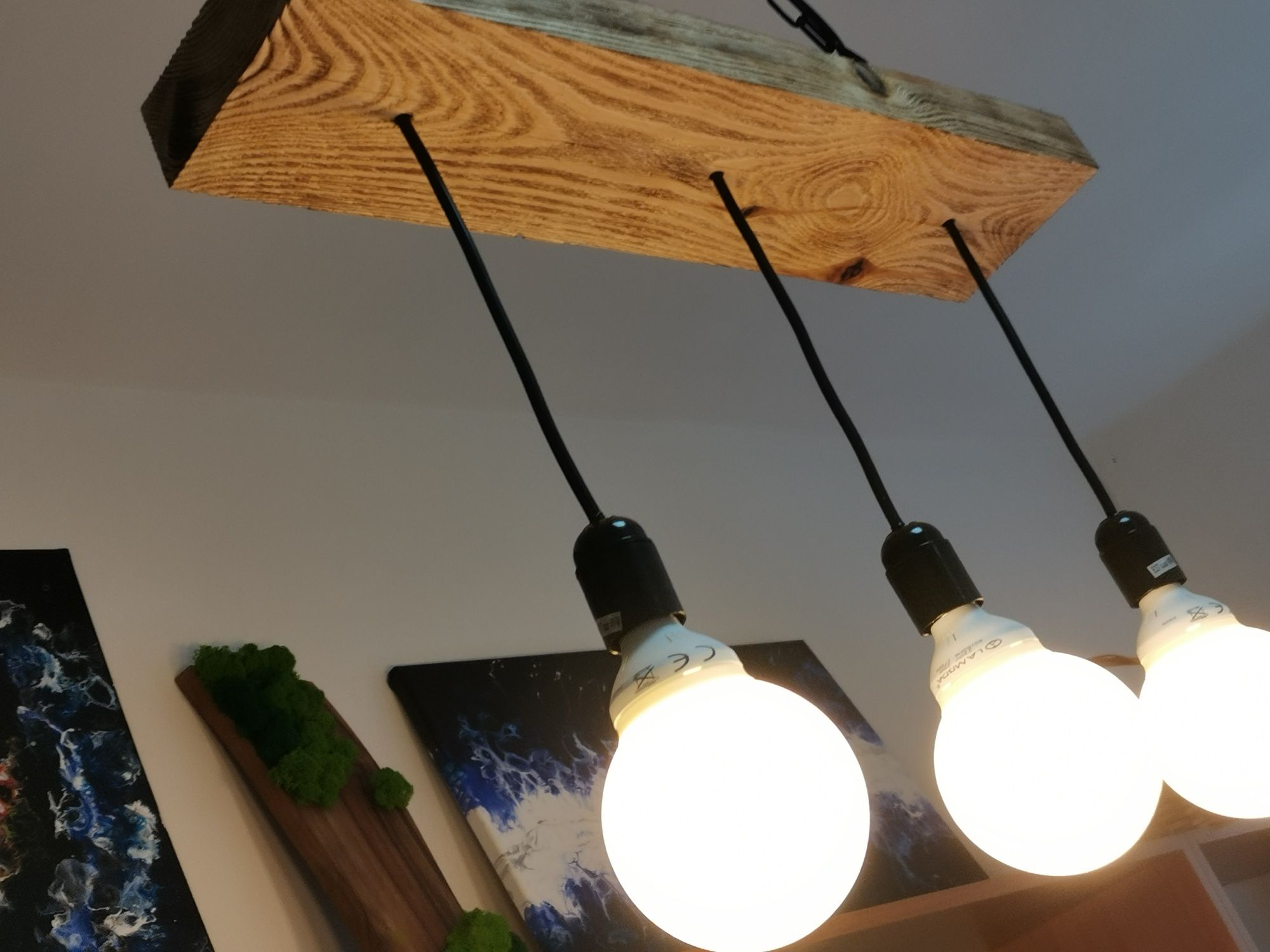 Lampa wisząca Drewniana