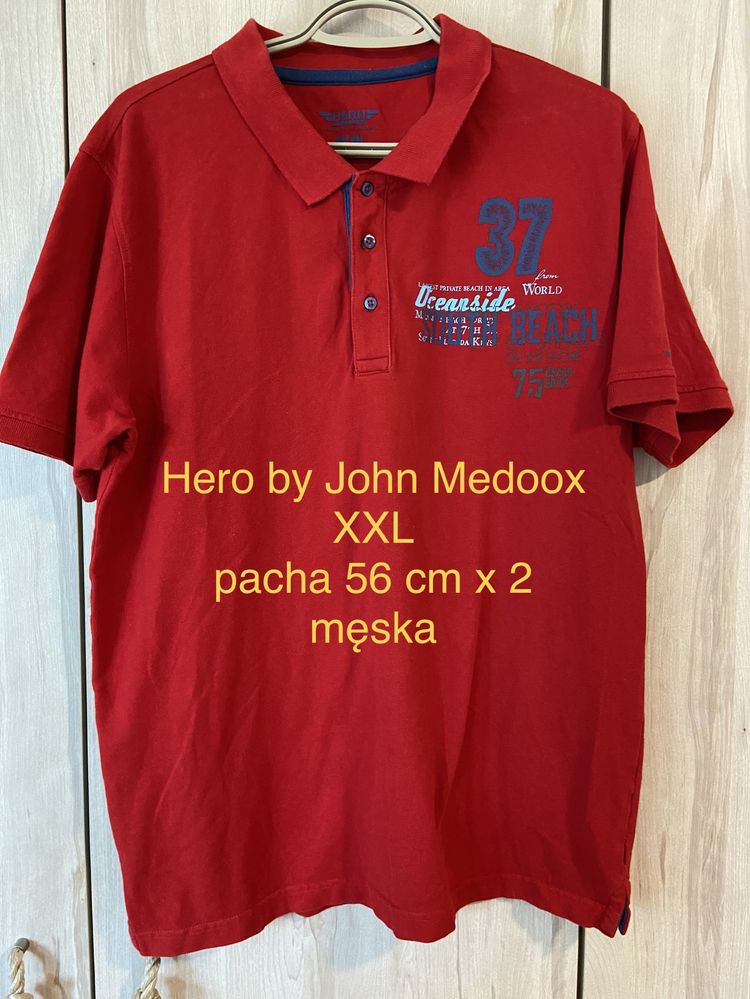 Hero by John Medoox XXL czerwona męska koszulka polo