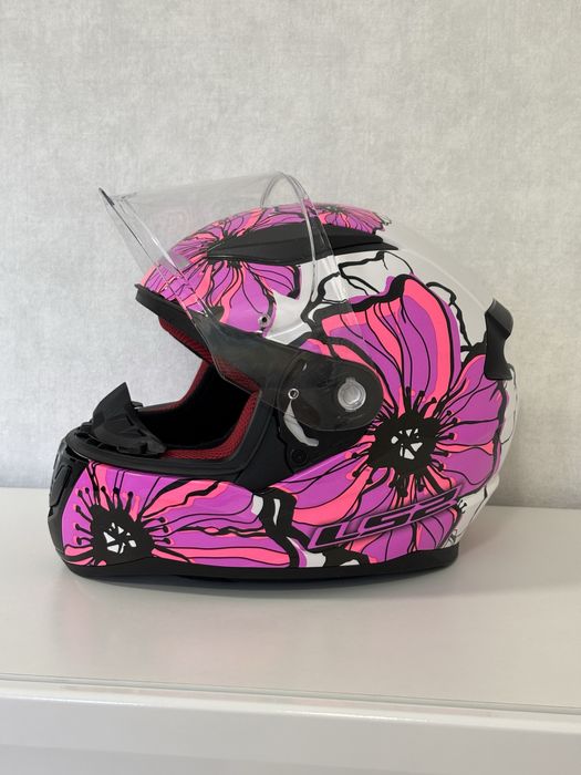 Шолом інтеграл LS2 POPPIES S (55-56) рожевий з білим