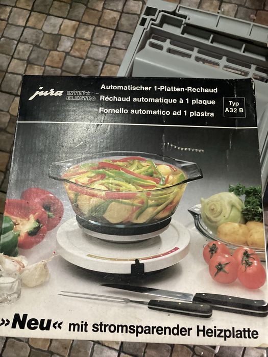 Fogao de 1 boca e pratos