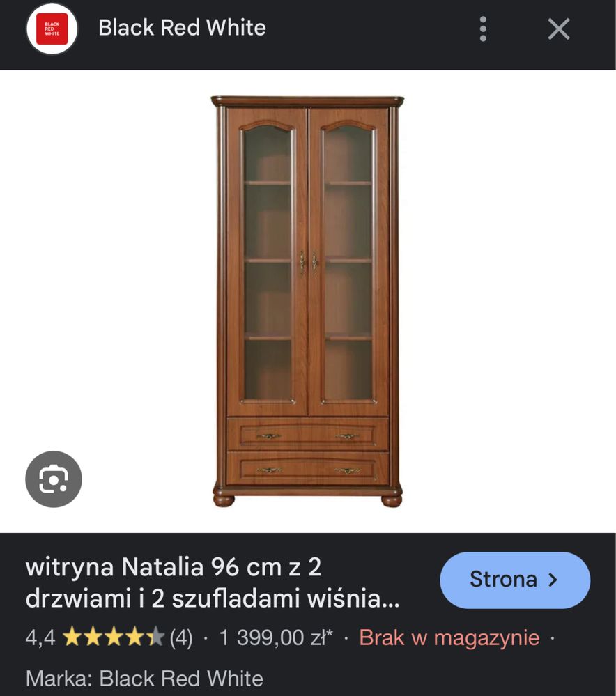 Zestaw trzech mebli BRW do salonu (kolekcja Natalia)
