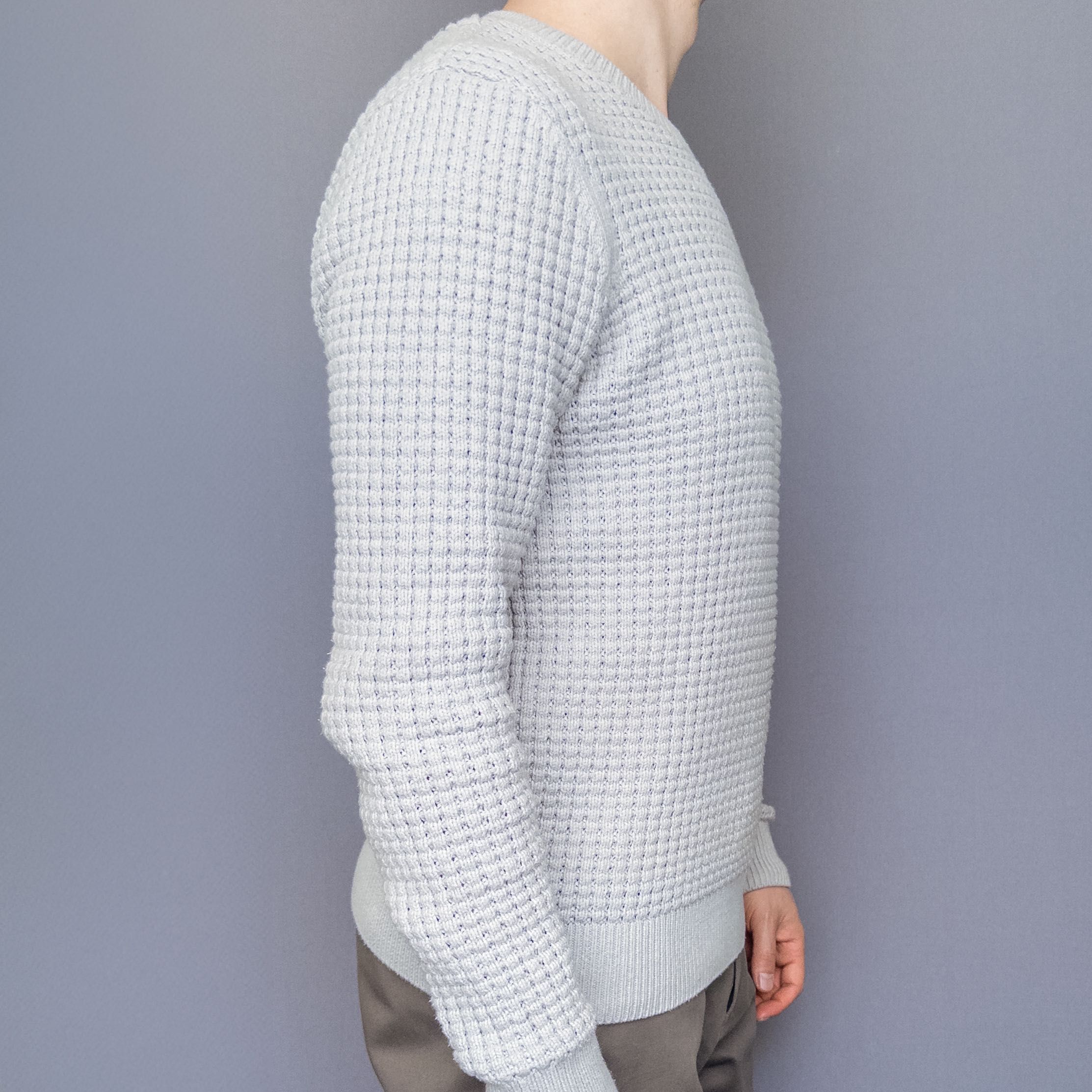 Allsaints, sweter "waffle" z okrągłym dekoltem, kremowy/beżowy, roz. S