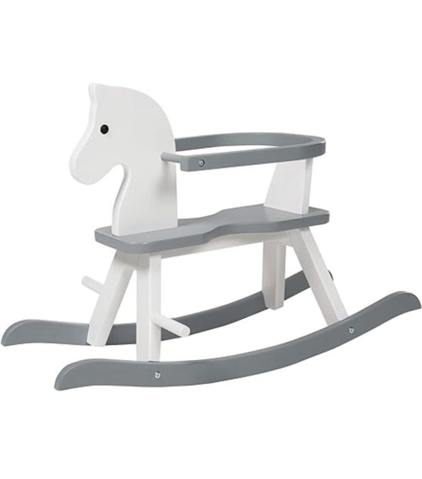 Roba Koń na Biegunach, Biały/Szary, 81,5 x 42,5 x 55,5 cm