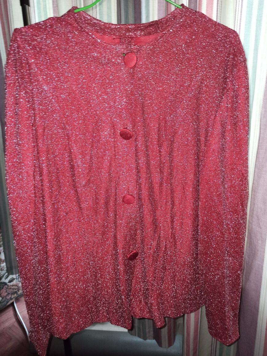 Пиджак люрекс красный