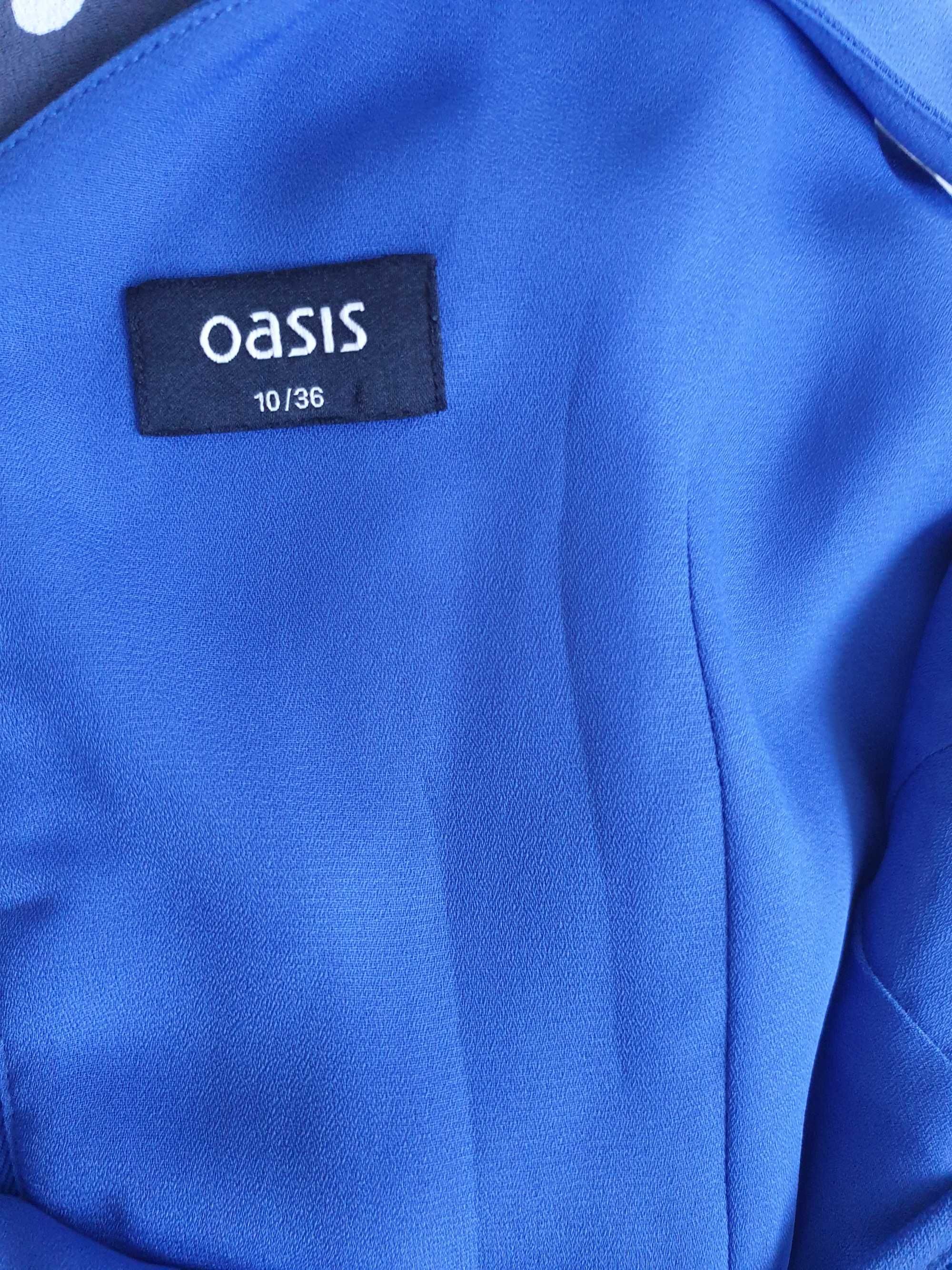 Oasis Niebieska Sukienka z Koronką Rozmiar 10 36