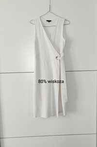 Sukienka Massimo dutti 34 XS biała złamana biel wiązana wiskozowa