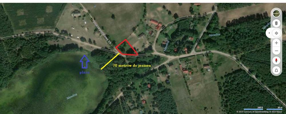 działka budowlana / letniskowa  nad jeziorem 1525m2 częściowo uzbro