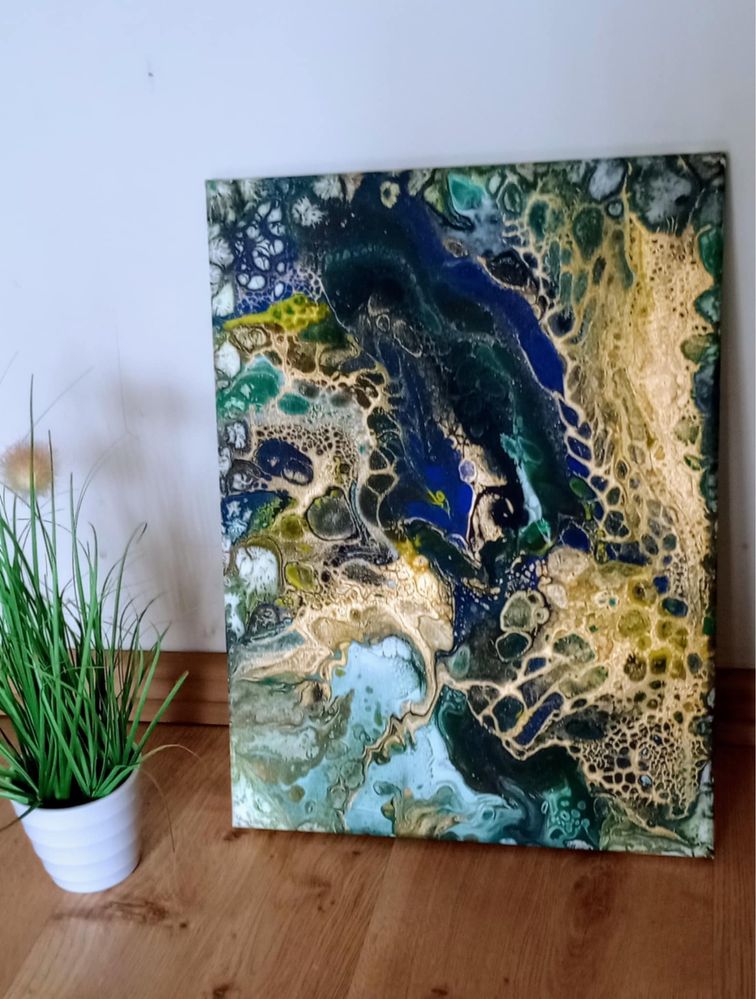 Obraz akryl na płótnie pouring abstrakcja 40/30 cm
