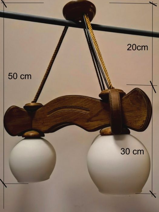 Lampa dębowa wisząca - 2 szt (cena za 2 sztuki)