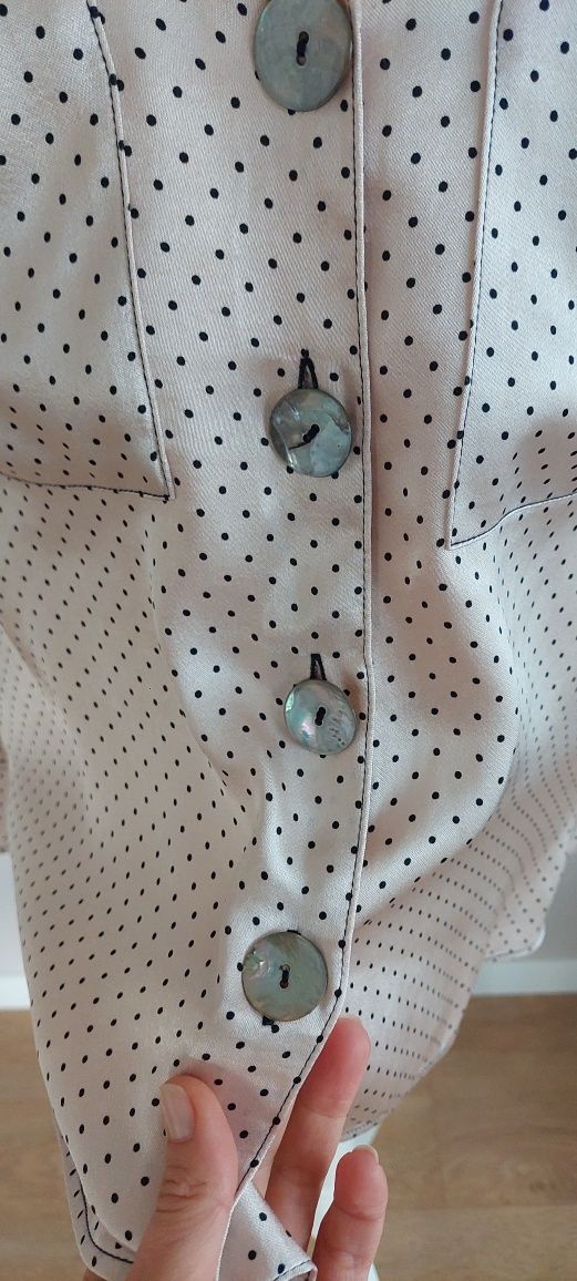 Massimo Dutti r.40 jasnoróżowa bluzka w kropki / wiskoza / lejąca